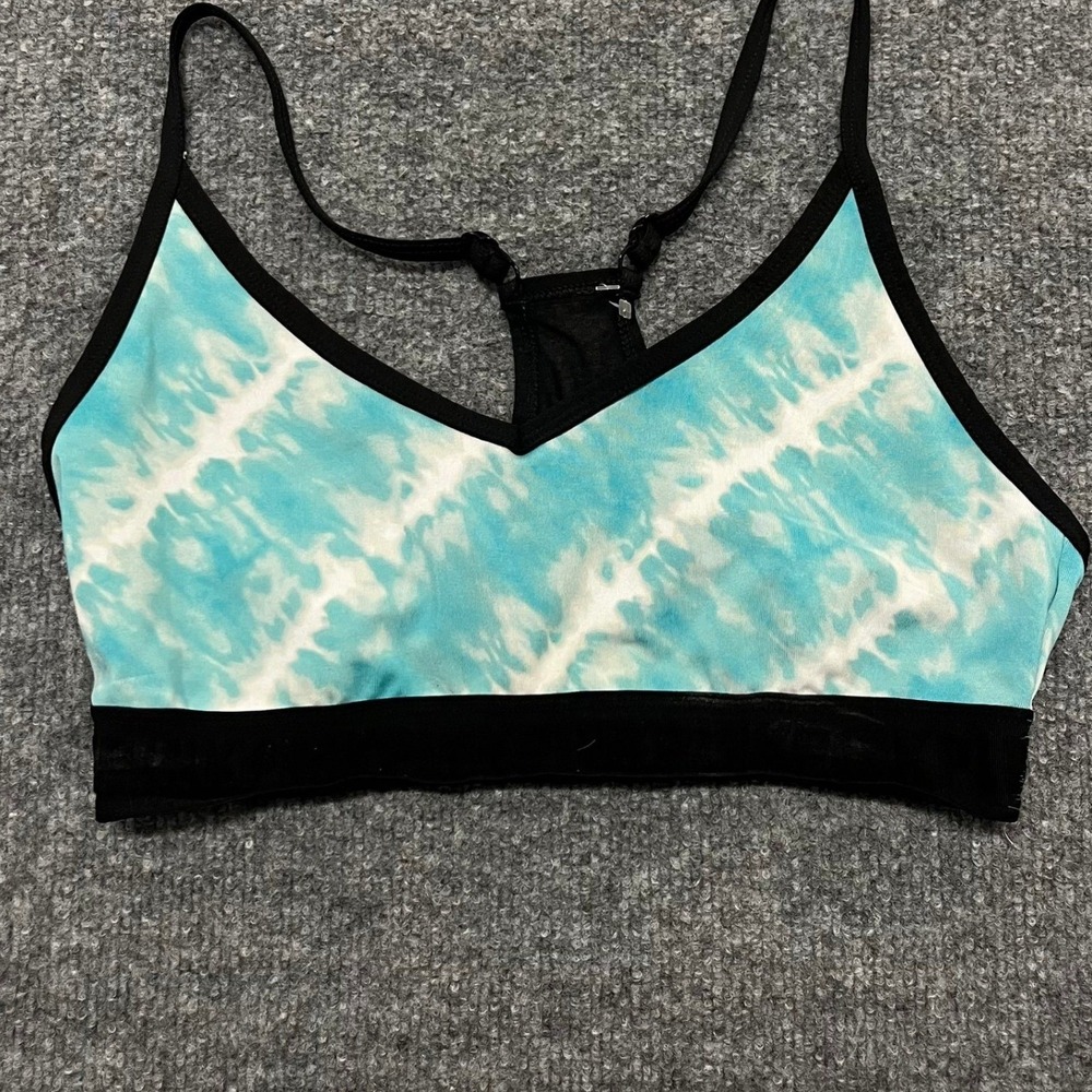 Pink Sports Bra Womens Size L Blue Tie Dye Ultimate Lightly Lined Racerback Mesh